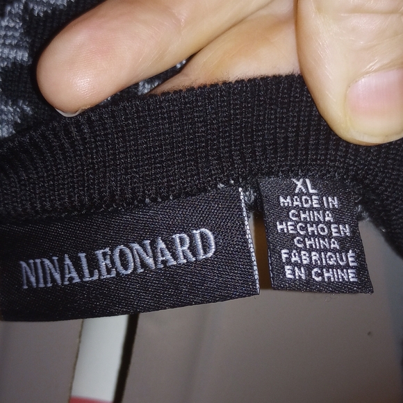 Nina Leonard Black/Grey Drop Waist Sweater Dress, NWT, XL - Picture 7 of 8